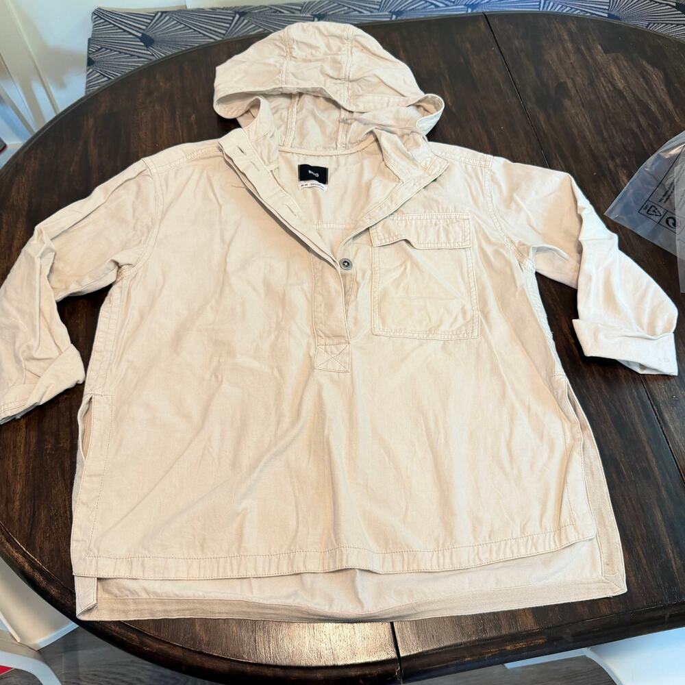 urban outfitters cotton khaki pullover hooded jacket split side hem womens M
